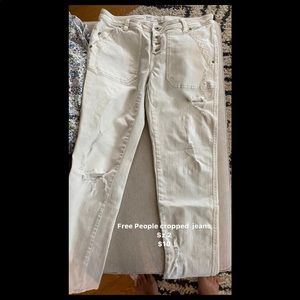 Free people white cropped jeans